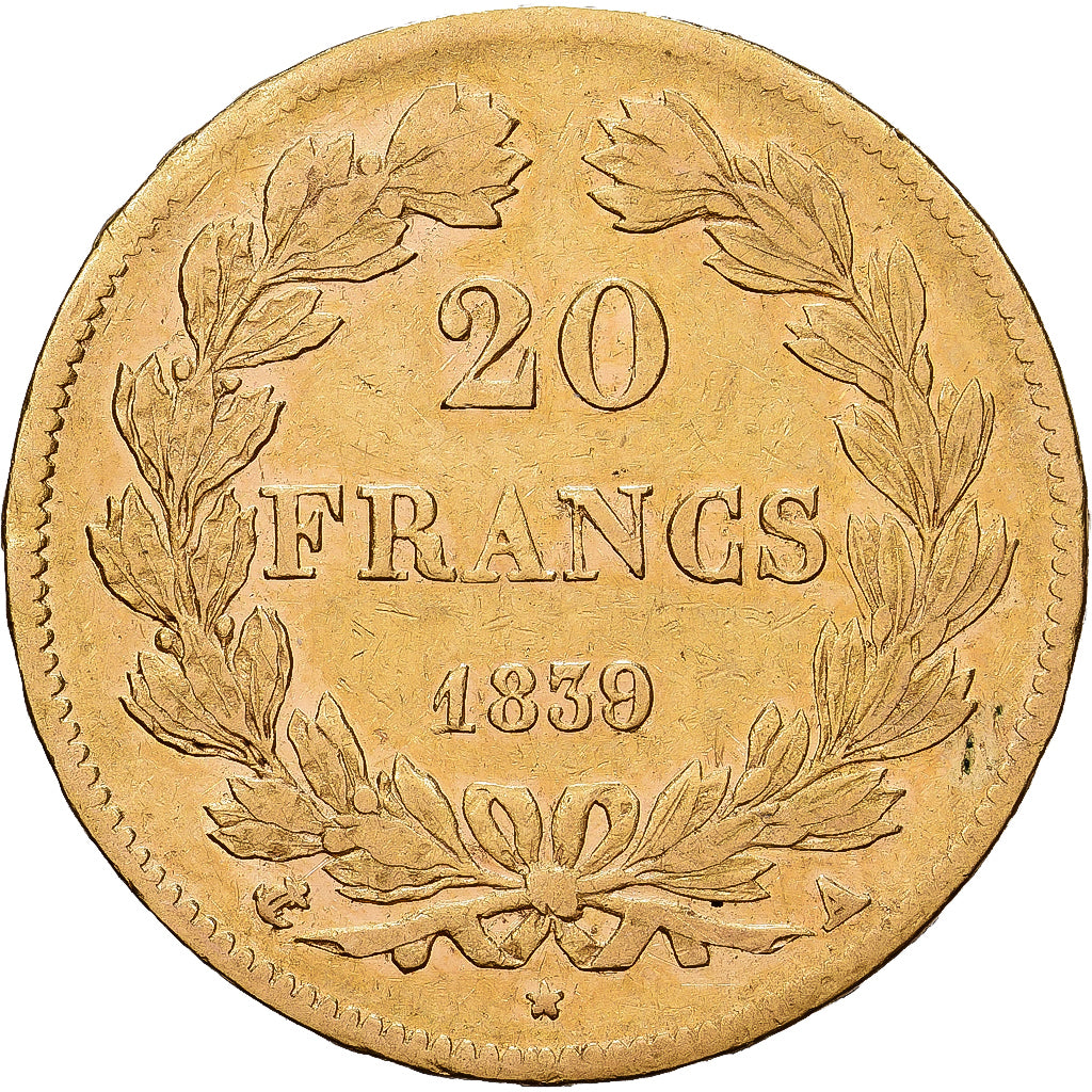 Francja, Louis Philippe I, 20 Francs, 1839, Paris, Złoto, EF(40-45)