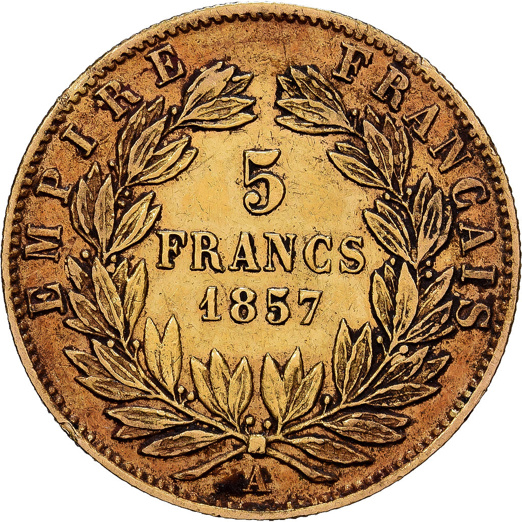 France, 5 Francs, Napoléon III, 1857, Paris, Gold, EF(40-45), Gadoury:1001