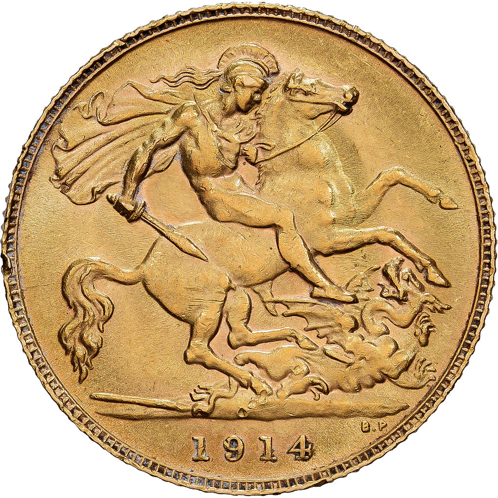 Grande-Bretagne, George V, 1/2 Sovereign, 1914, Londres, Or, SUP+, KM:819