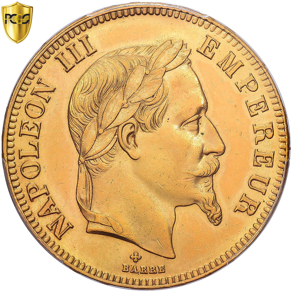 Frankrijk, Napoleon III, 100 Francs, 1863, Strasbourg, Goud, PCGS, MS62