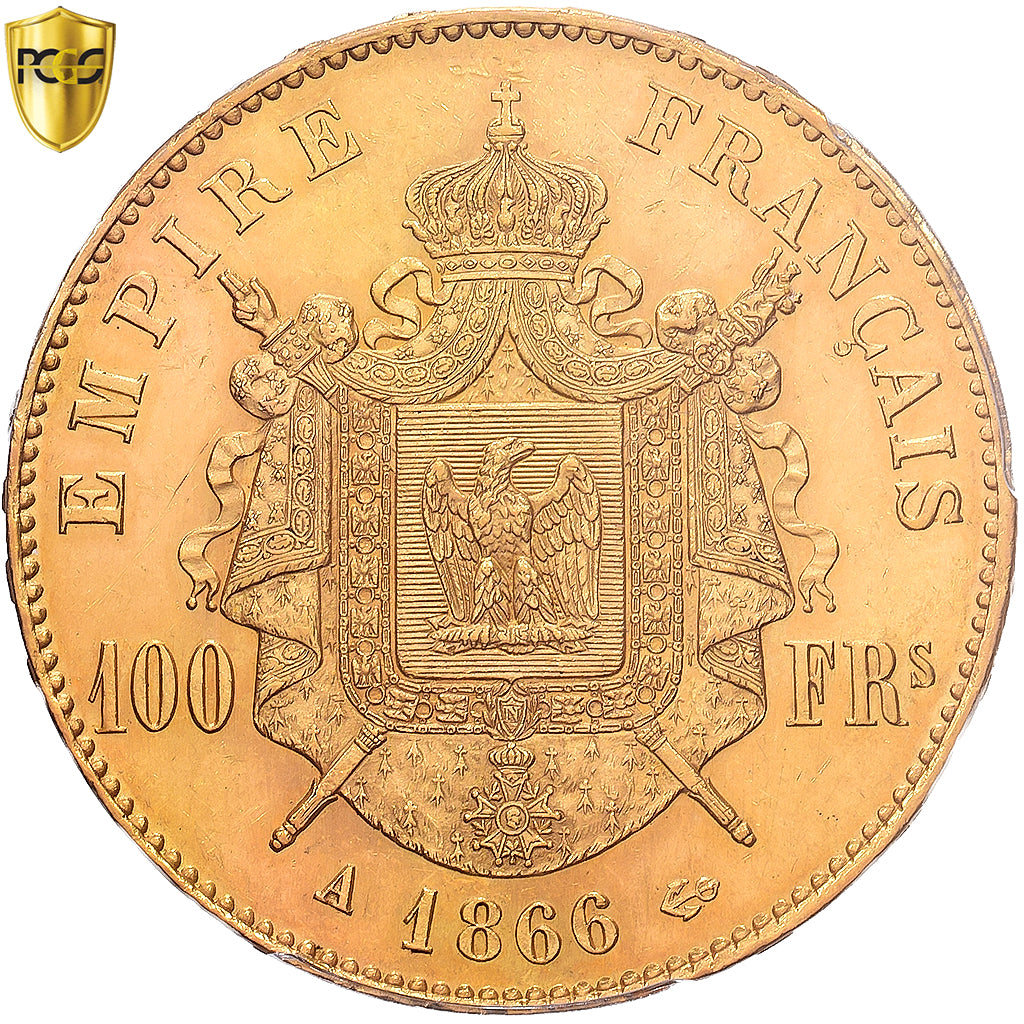Frankreich, Napoleon III, 100 Francs, 1866, Paris, Gold, PCGS, MS63