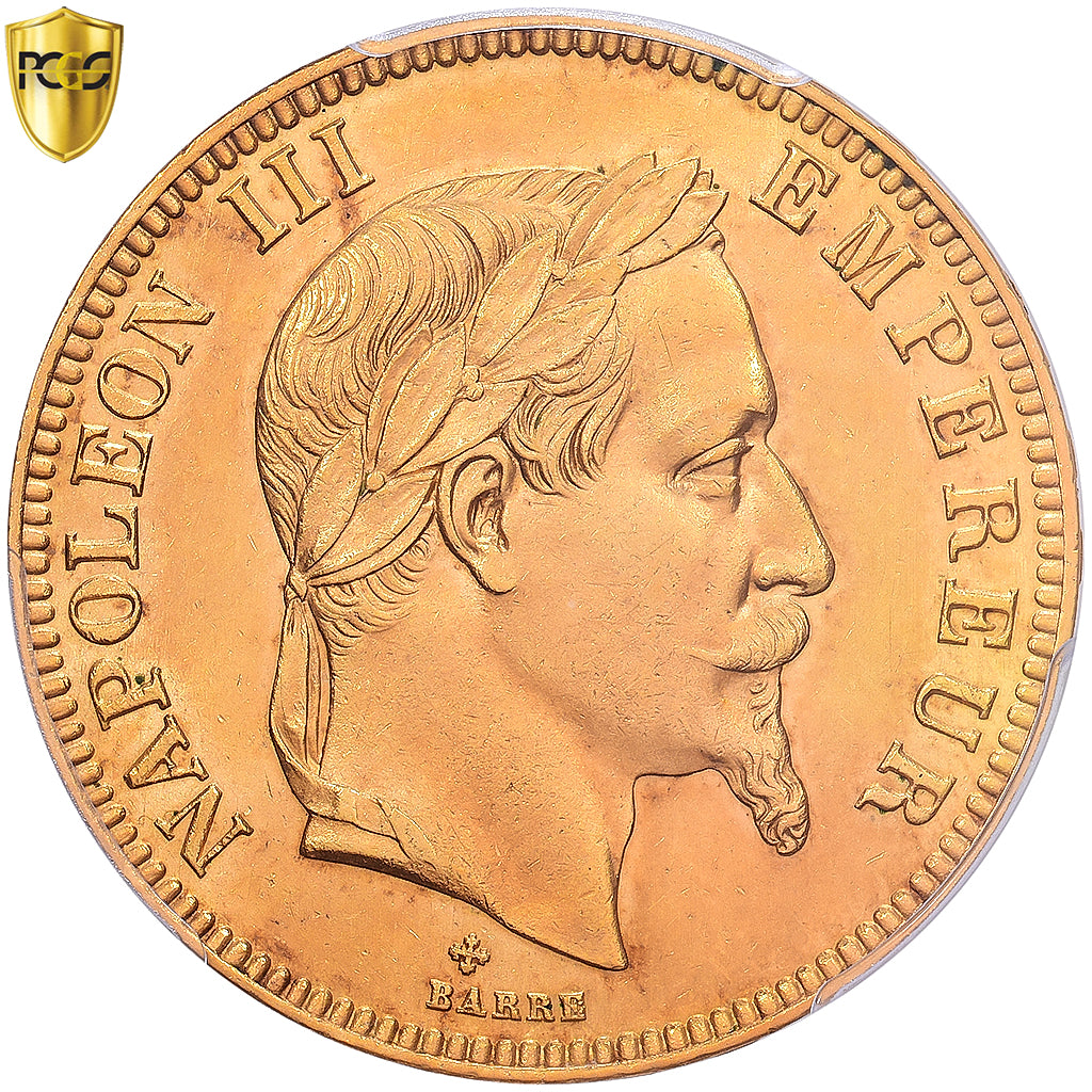 France, Napoleon III, 100 Francs, 1869, Strasbourg, Gold, PCGS, MS63