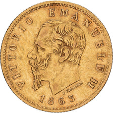 Italie, Victor-Emmanuel II, 5 Lire, 1863, Turin, Or, TTB, KM:17
