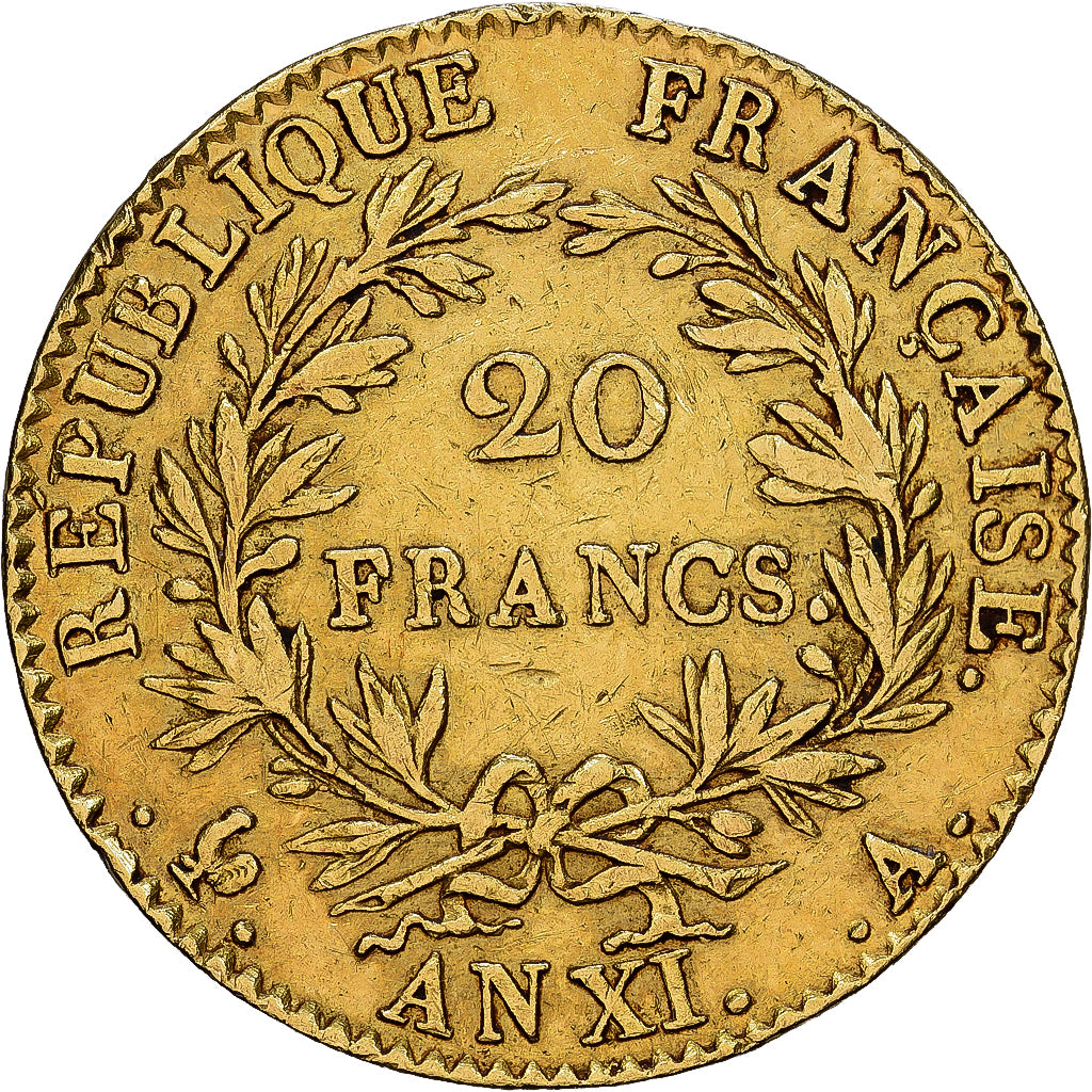 Francia, Napoleon I, 20 Francs, An XI, Paris, Oro, MBC, Gadoury:1020, KM:651