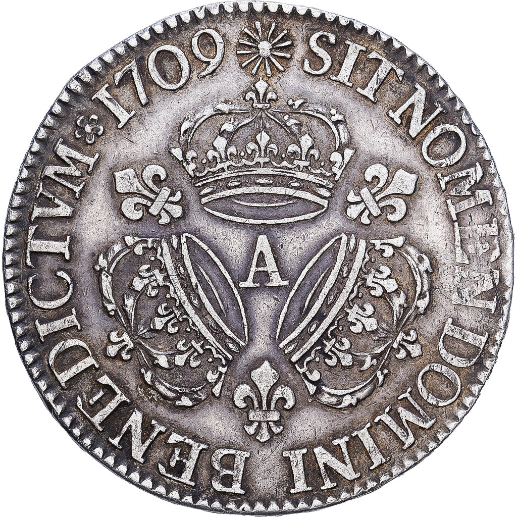 France, Louis XIV, Ecu aux 3 couronnes, 1709, Paris, Argent, TTB, Gadoury:229