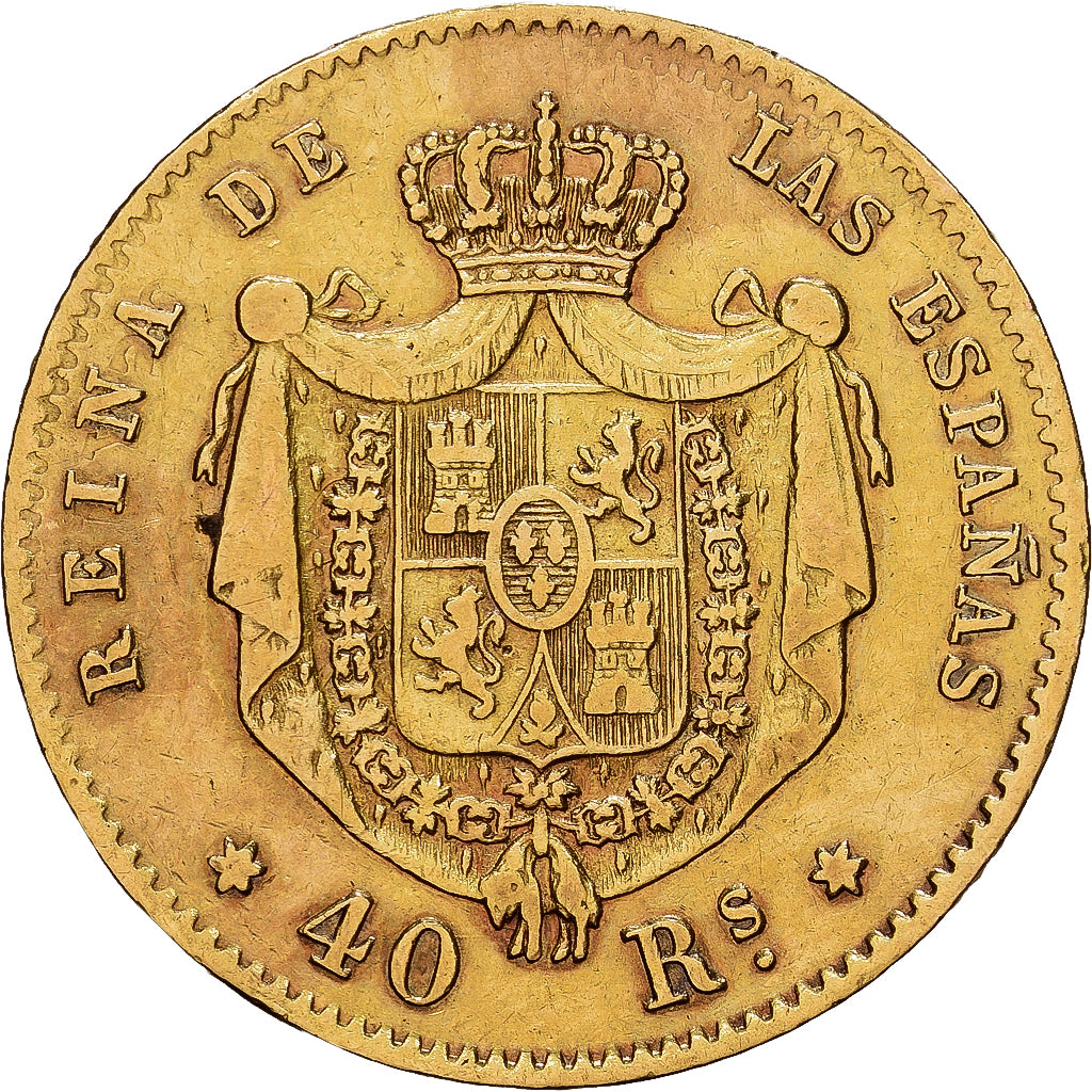 Spain, Isabel II, 40 Reales, 1864, Madrid, Gold, EF(40-45), KM:618.1