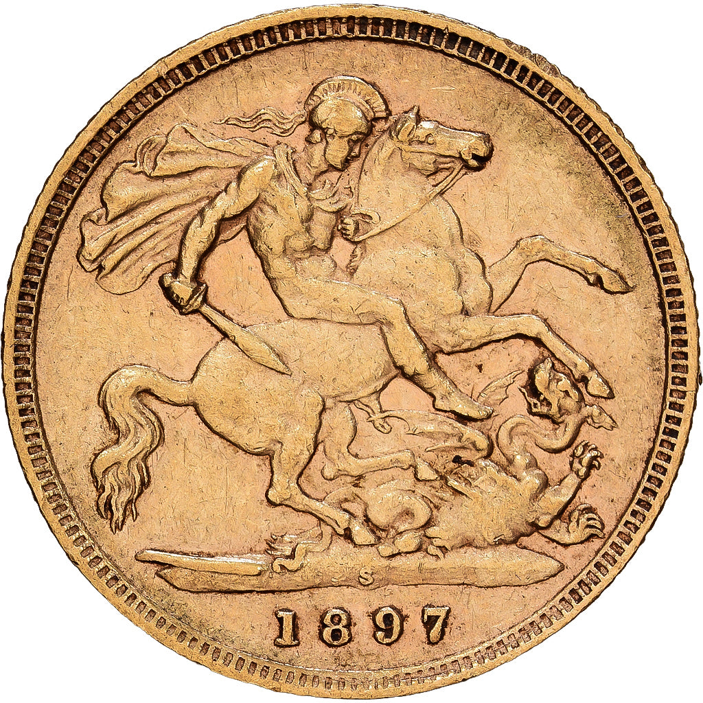 Australien, Victoria, 1/2 Sovereign, 1897, Sydney, Gold, SS, KM:12