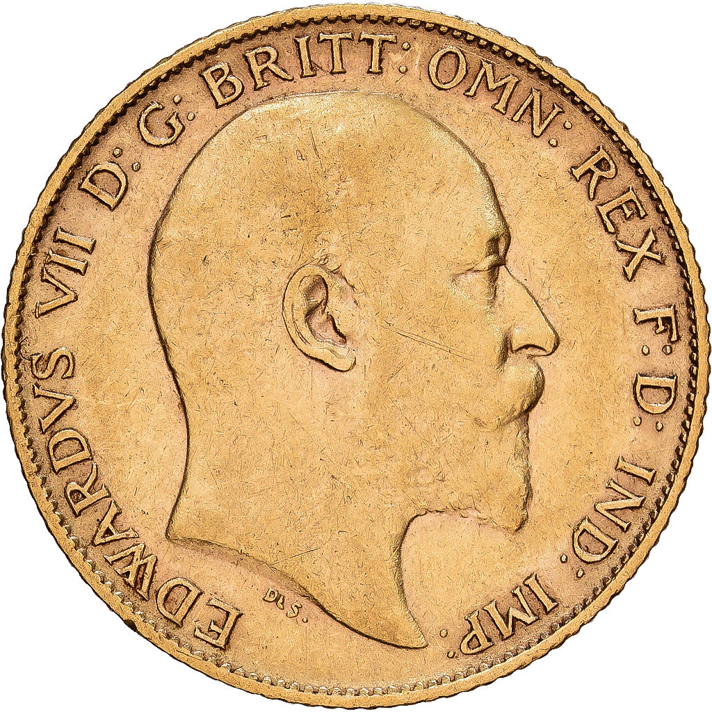 Australia, Edward VII, 1/2 Sovereign, 1908, Perth, Złoto, AU(50-53), KM:804