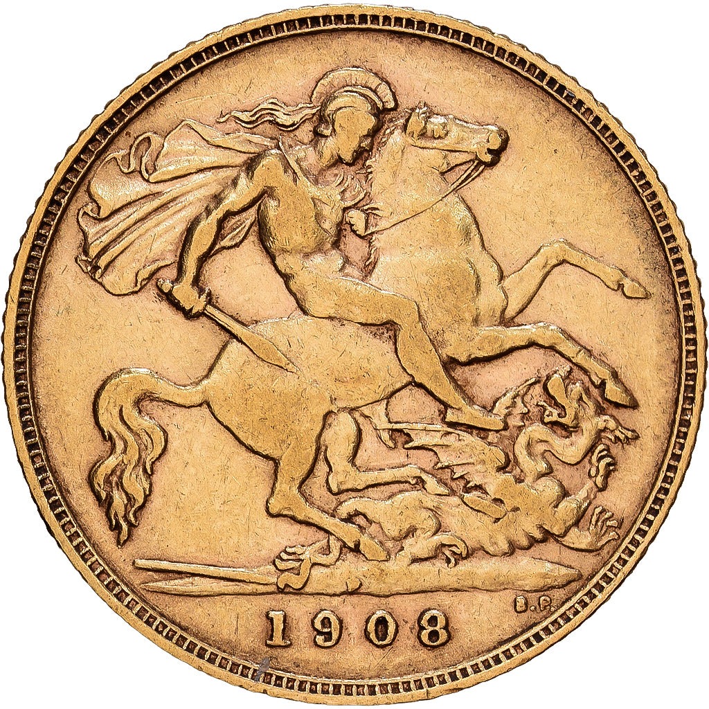 Australia, Edward VII, 1/2 Sovereign, 1908, Perth, Złoto, AU(50-53), KM:804