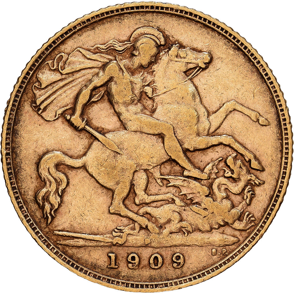 Australia, Edward VII, 1/2 Sovereign, 1909, Perth, Złoto, EF(40-45), KM:804