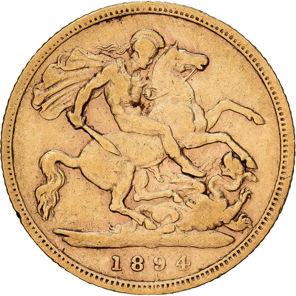 Grande-Bretagne, Victoria, 1/2 Sovereign, 1894, Or, TB+, KM:784