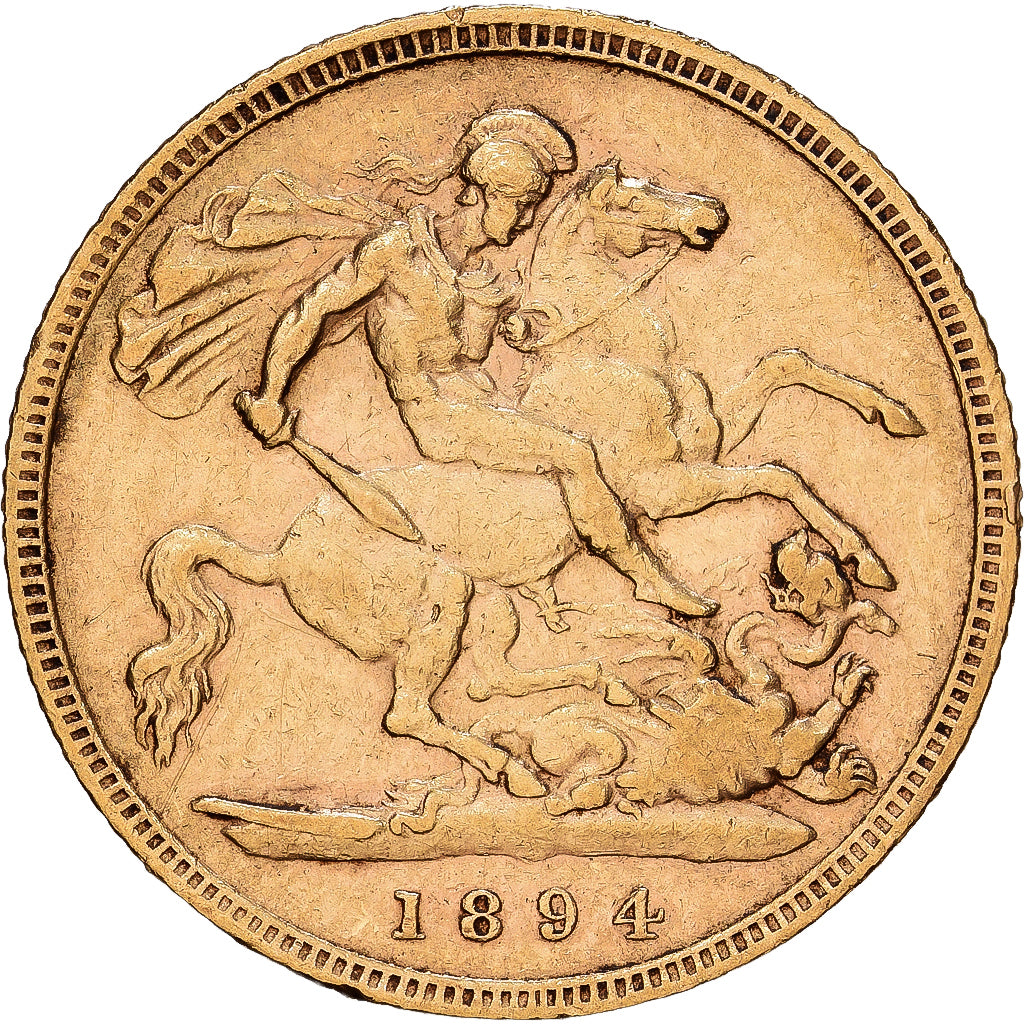 Grã-Bretanha, Victoria, 1/2 Sovereign, 1894, Dourado, EF(40-45), KM:784