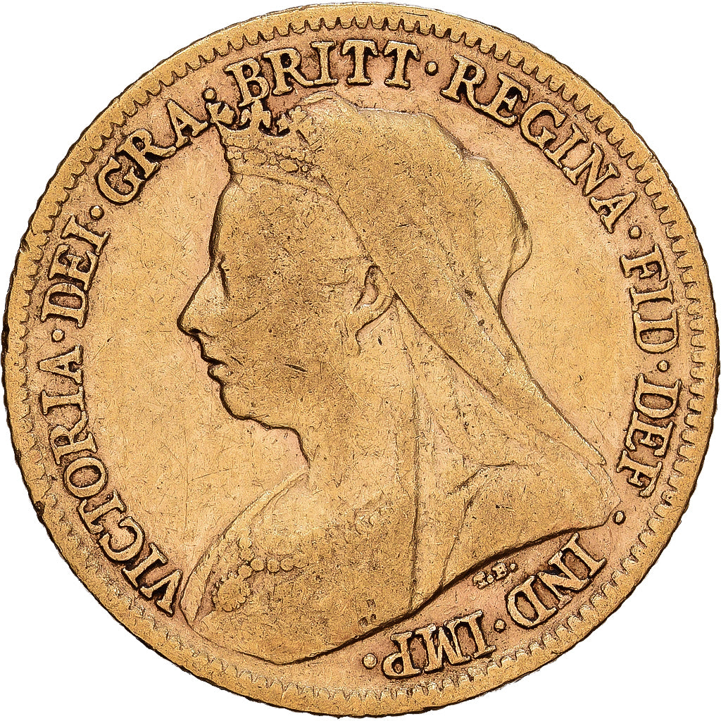 Great Britain, Victoria, 1/2 Sovereign, 1899, London, Gold, VF(30-35), KM:784