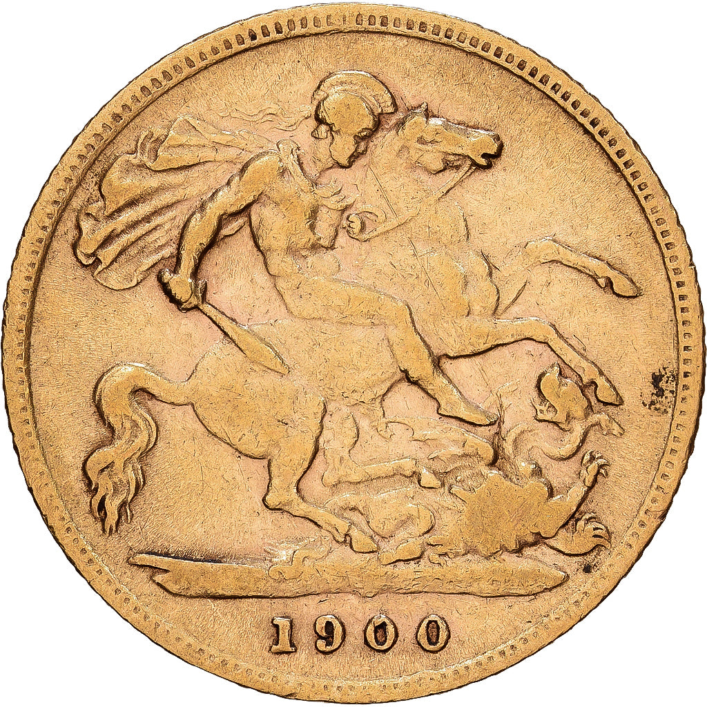 Great Britain, Victoria, 1/2 Sovereign, 1900, London, Gold, VF(30-35), KM:784