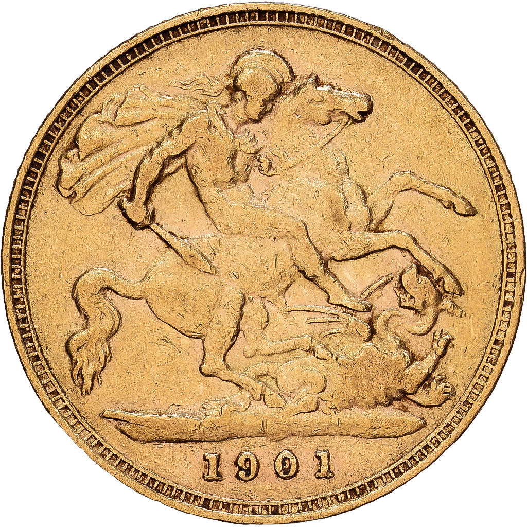Grande-Bretagne, Victoria, 1/2 Sovereign, 1901, Londres, Or, TTB, KM:784