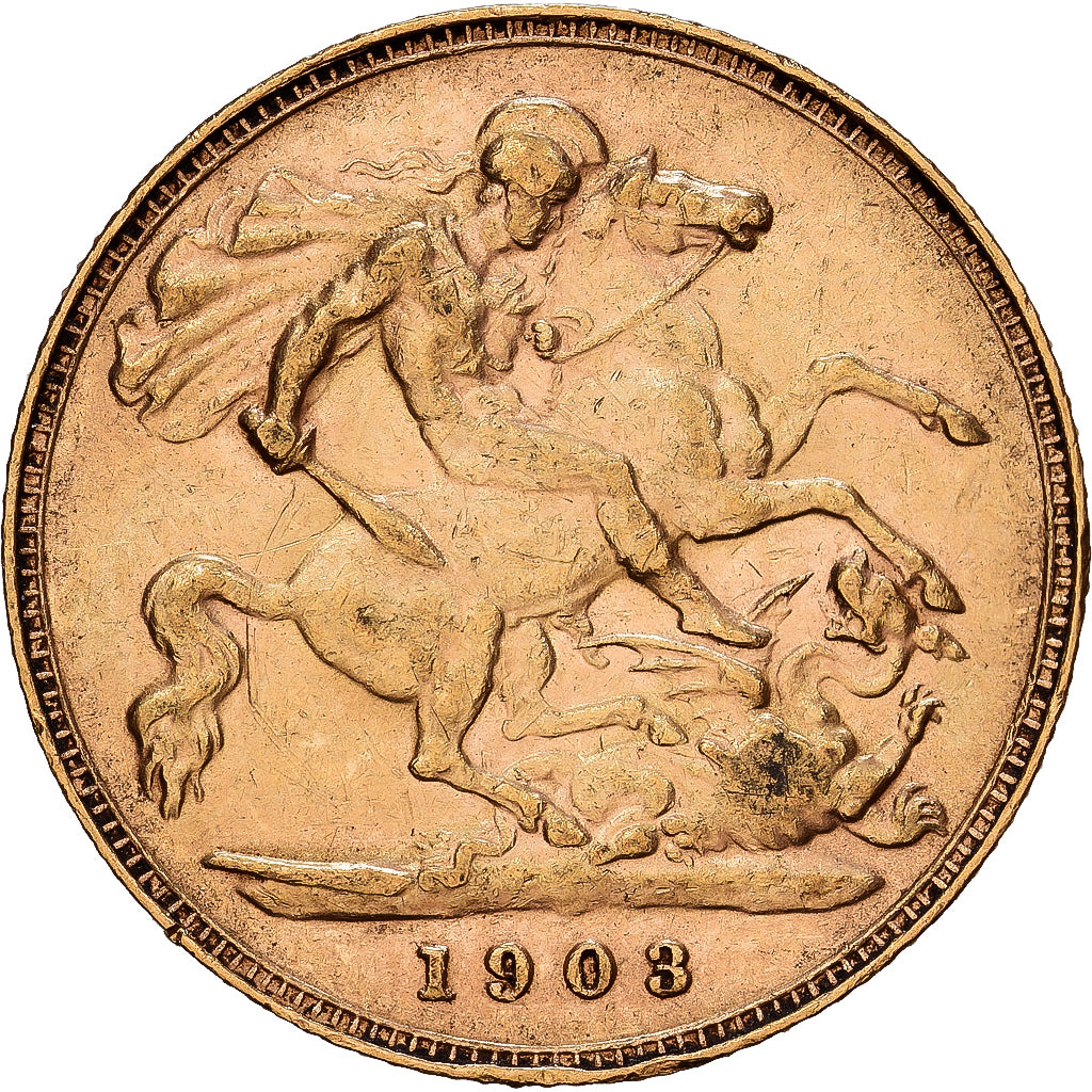 Great Britain, Edward VII, 1/2 Sovereign, 1903, London, Gold, AU(55-58), KM:804