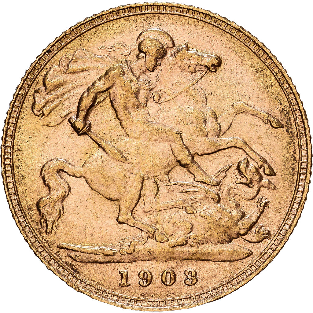 Great Britain, Edward VII, 1/2 Sovereign, 1903, London, Gold, MS(60-62), KM:804