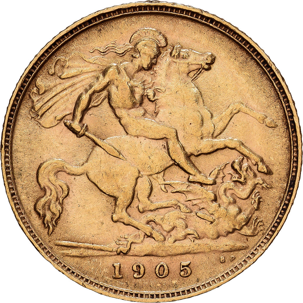 Great Britain, Edward VII, 1/2 Sovereign, 1905, London, Gold, AU(55-58), KM:804