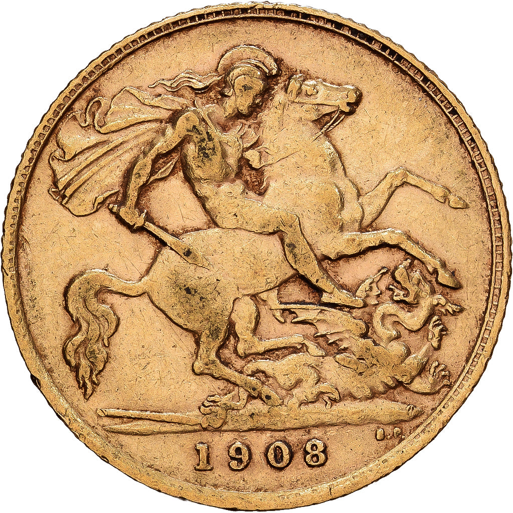 Großbritannien, Edward VII, 1/2 Sovereign, 1908, London, Gold, SS, KM:804