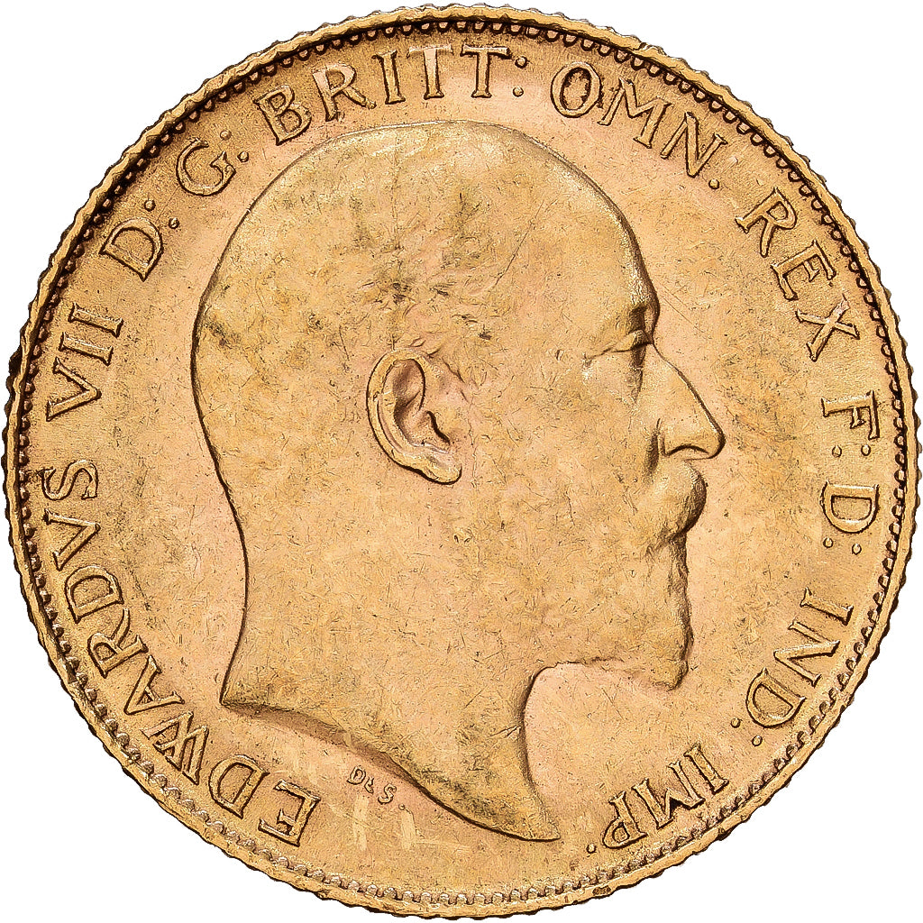 Grã-Bretanha, Edward VII, 1/2 Sovereign, 1908, London, Dourado, MS(60-62)