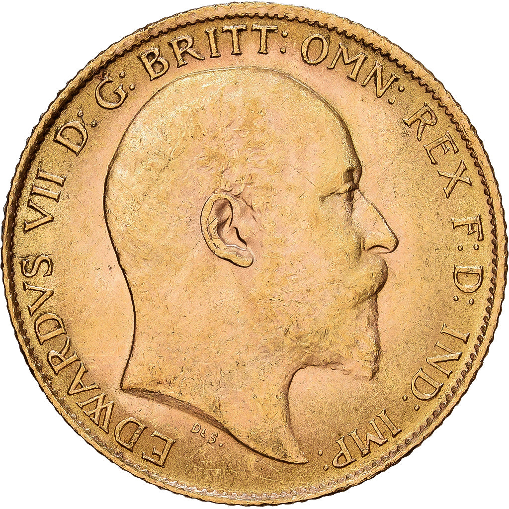 Great Britain, Edward VII, 1/2 Sovereign, 1909, London, Gold, MS(63), KM:804