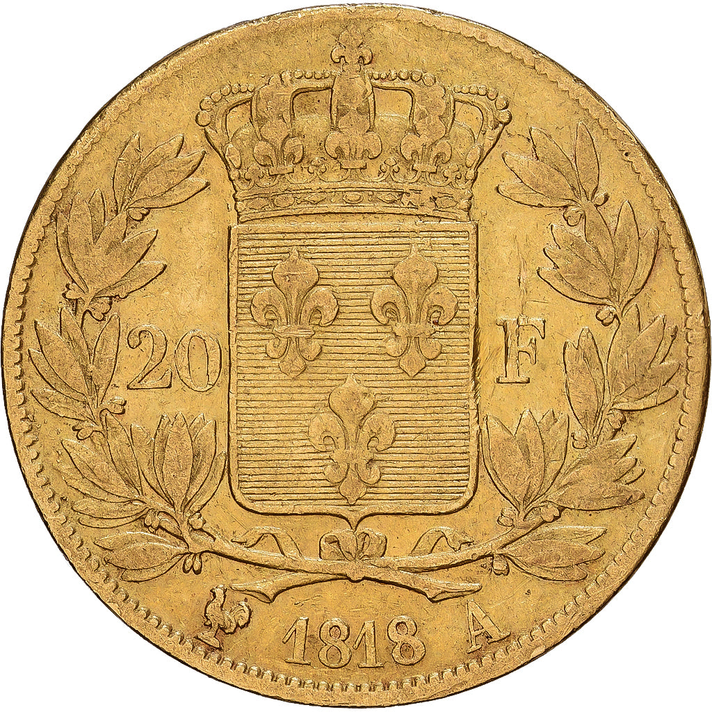 Frankreich, Louis XVIII, 20 Francs, 1818, Paris, Gold, S+, KM:712.1