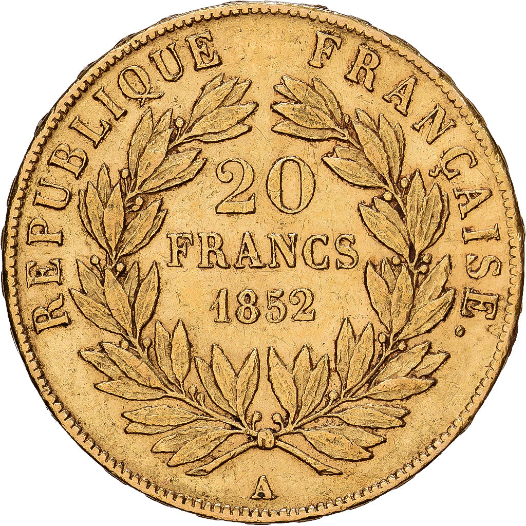 France, 20 Francs, Louis Napoléon Bonaparte, 1852, Paris, Or, TTB+