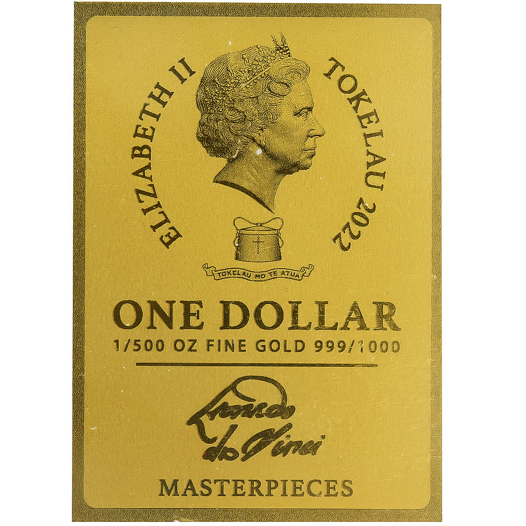 Tokelau, Dollar, 2022, 1/500 Oz, Leonardo da Vinci, Gold, STGL