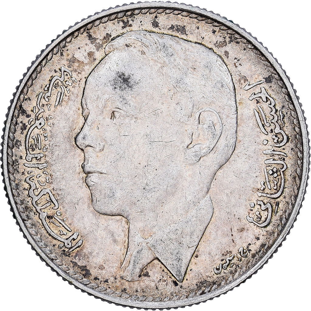 Morocco, al-Hassan II, 5 Dirhams, 1965/AH1384, Paris, Silver, EF(40-45), KM:57