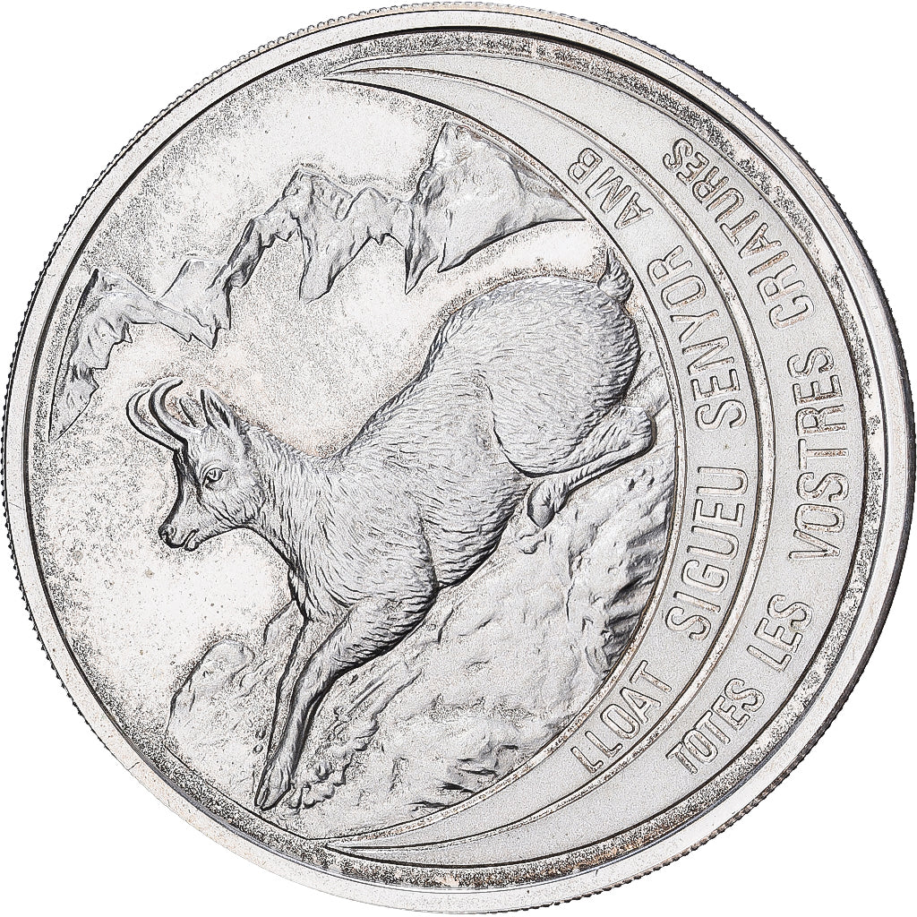 Andorra, 10 Diners, Pyrenean chamois, 1992, PP, Silber, UNZ