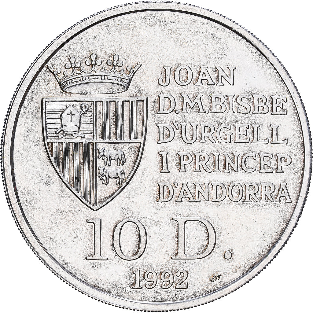 Andorra, 10 Diners, Pyrenean chamois, 1992, PP, Silber, UNZ