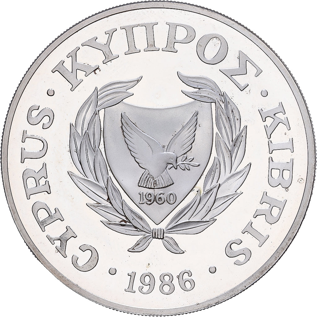 Cyprus, Pound, 1986, Proof, Zilver, UNC-, KM:59a