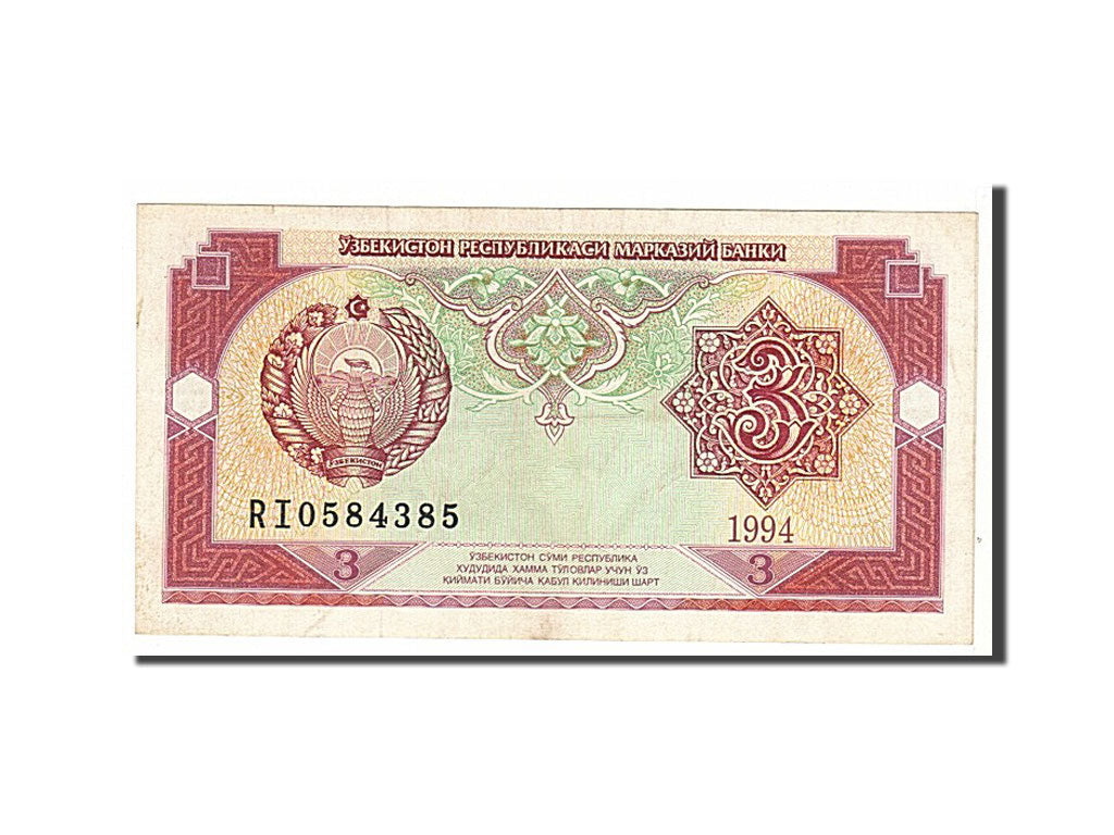 Billete, 3 Sum, 1994, Uzbekistán, MBC
