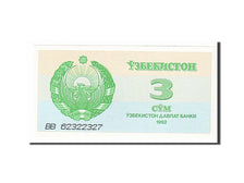 Billete, 3 Sum, 1992, Uzbekistán, UNC