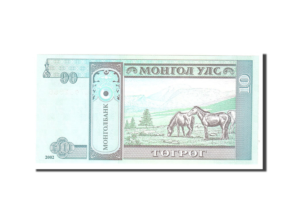 Banknote, Mongolia, 10 Tugrik, 2002, Undated, KM:62b, UNC(65-70)
