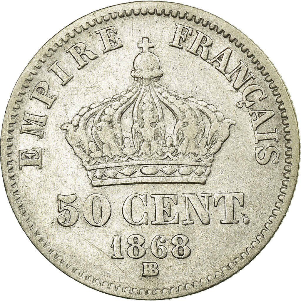 Moneta, Francia, Napoleon III, Napoléon III, 50 Centimes, 1868, Strasbourg