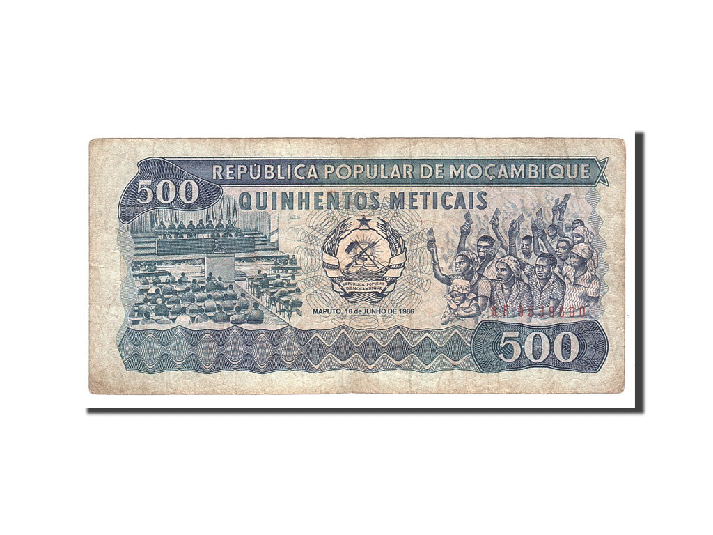 Billet, Mozambique, 500 Meticais, 1986, 1986-06-16, KM:131b, TB