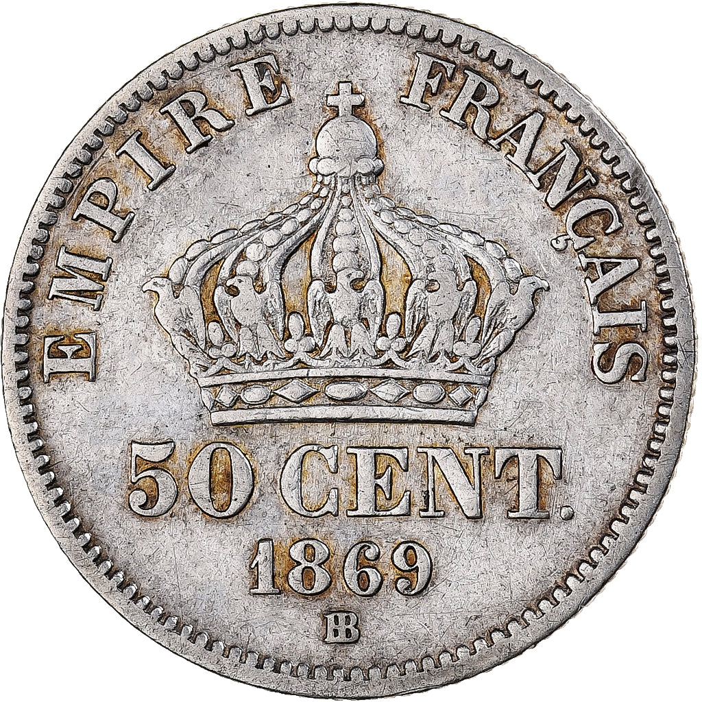 France, Napoleon III, 50 Centimes, 1869, Strasbourg, Silver, EF(40-45)