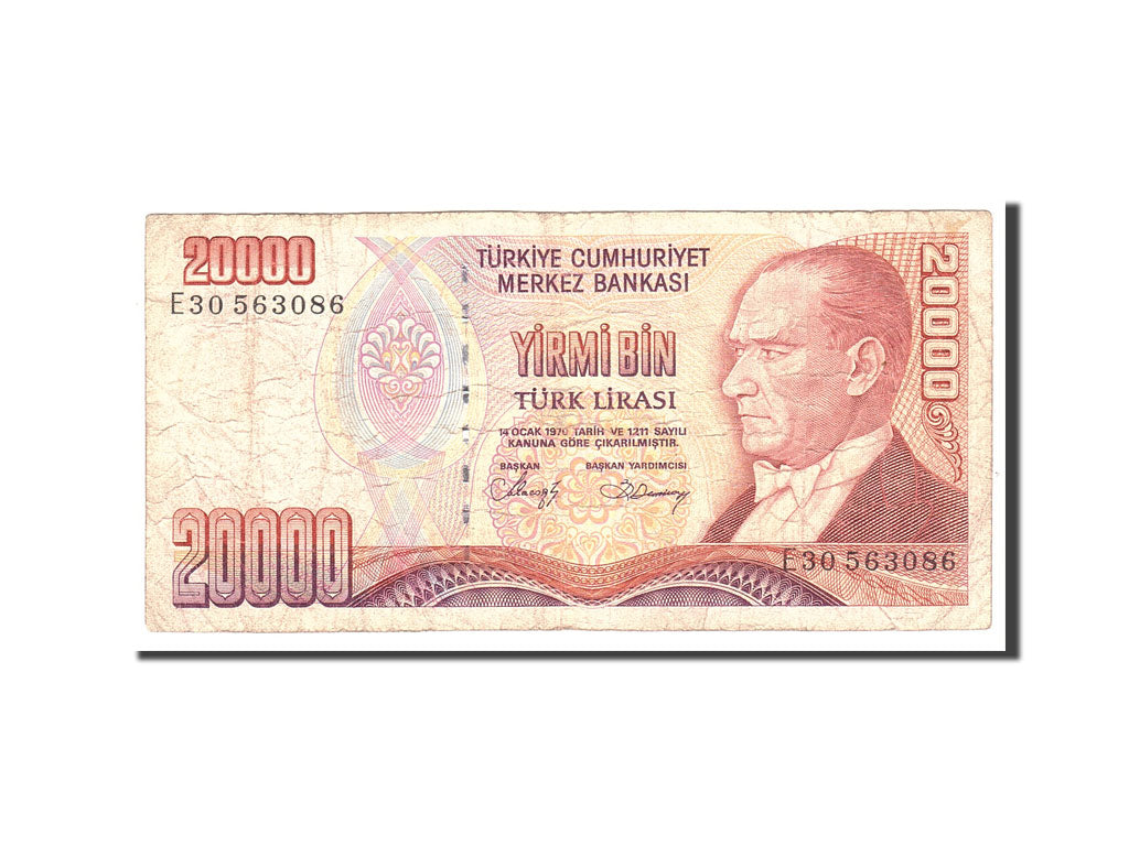 Banknote, Turkey, 20,000 Lira, 1988, Undated, KM:201, VF(20-25)