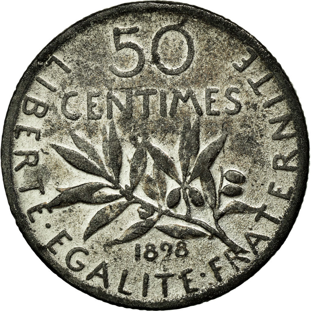 Coin, France, Semeuse, 50 Centimes, 1898, AU(55-58), Silver, Gadoury:420
