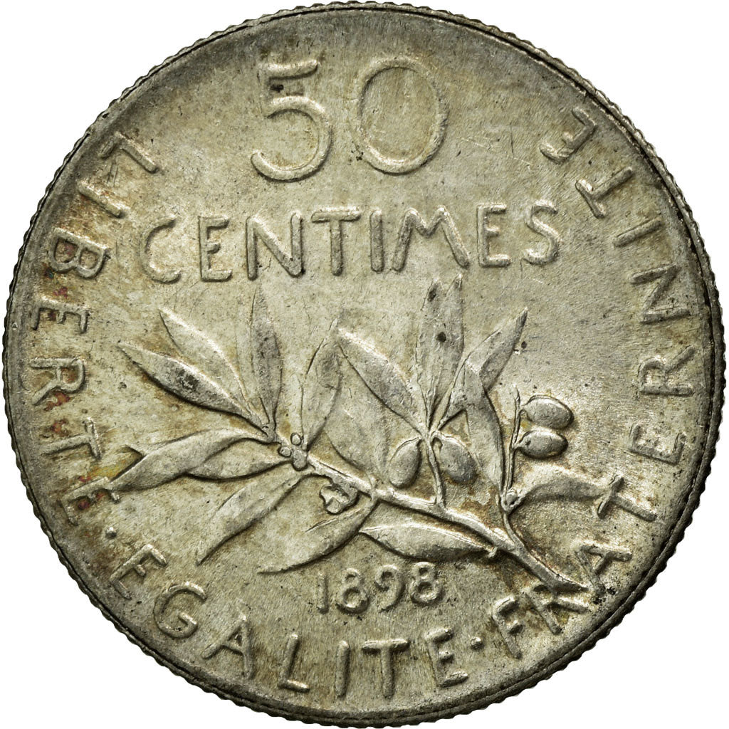 Coin, France, Semeuse, 50 Centimes, 1898, Paris, AU(55-58), Silver, Gadoury:420
