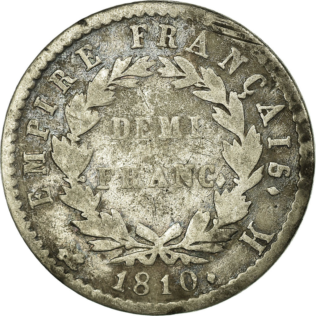 Monnaie, France, Napoléon I, 1/2 Franc, 1810, Bordeaux, TB, Argent, Gadoury:399