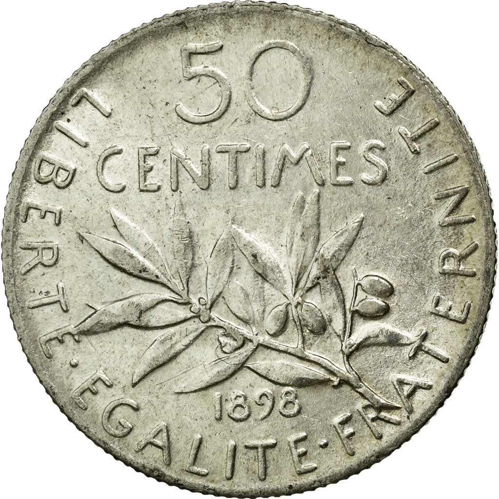 Coin, France, Semeuse, 50 Centimes, 1898, AU(55-58), Silver, Gadoury:420