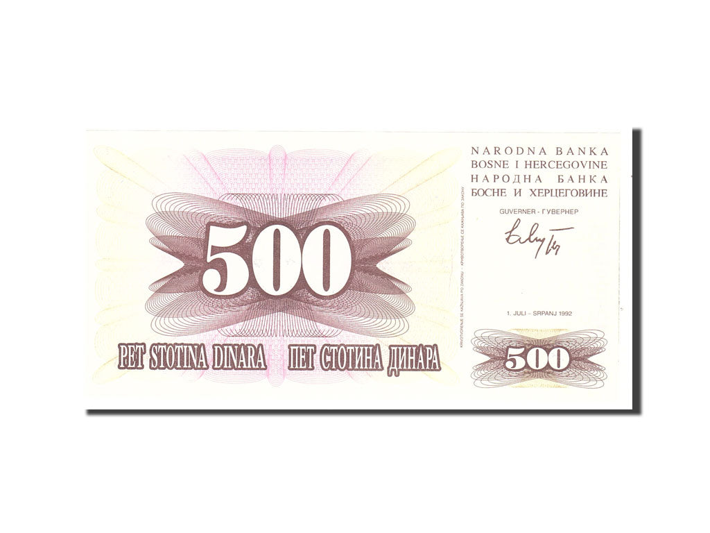Banknote, Bosnia - Herzegovina, 500 Dinara, 1992, 1992-07-01, KM:14A, UNC(65-70)