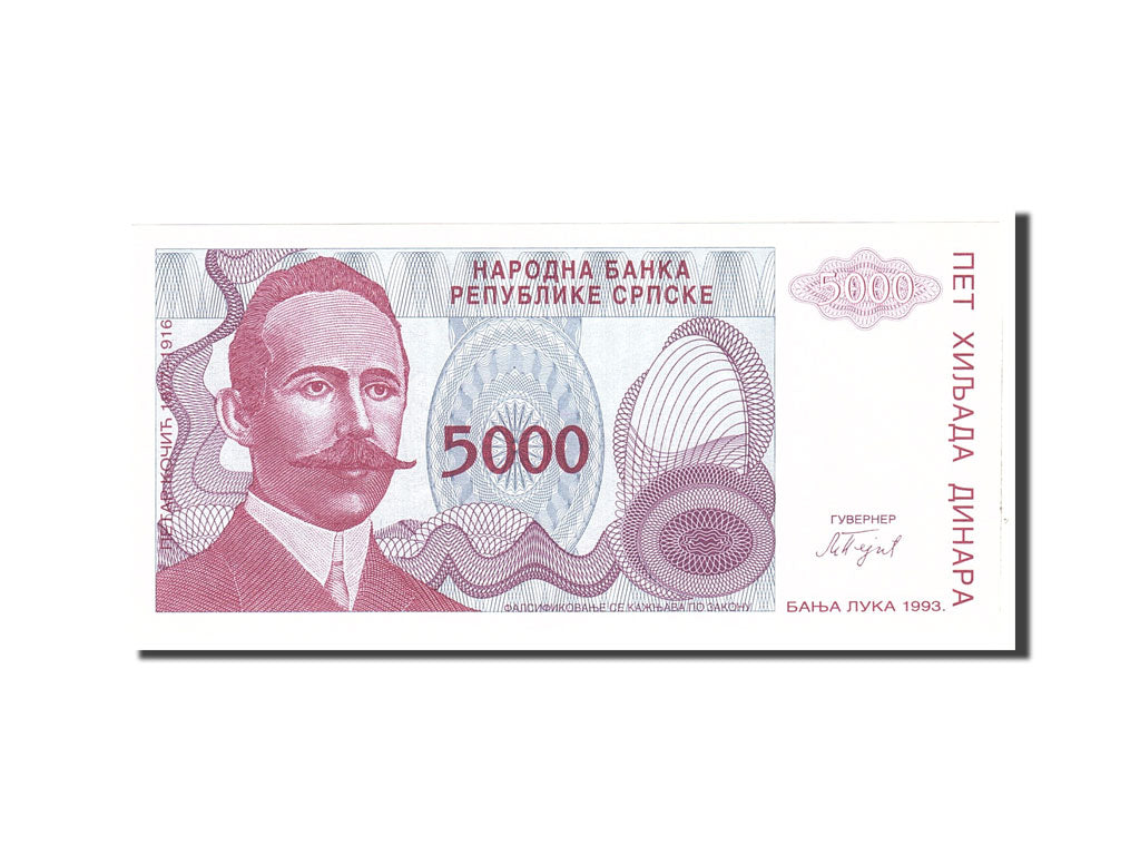 Banknote, Bosnia - Herzegovina, 5000 Dinara, 1993, Undated, KM:149a, UNC(65-70)