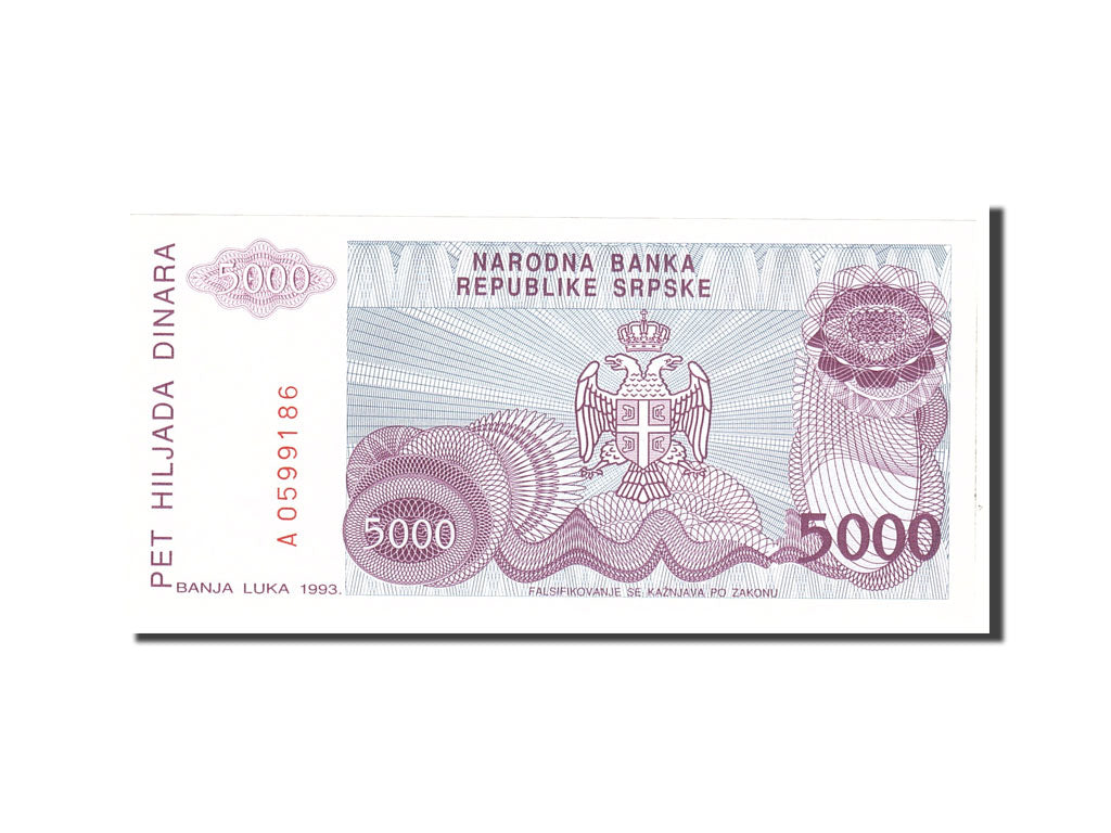 Banknote, Bosnia - Herzegovina, 5000 Dinara, 1993, Undated, KM:149a, UNC(65-70)