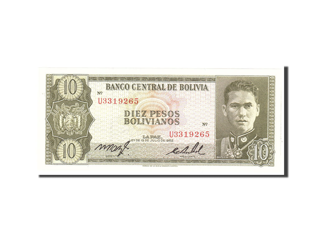 Banknote, Bolivia, 10 Pesos Bolivianos, 1962, Undated, KM:154a, UNC(65-70)