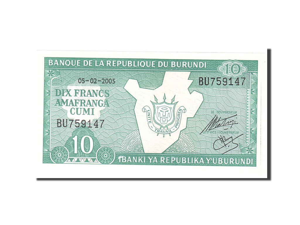 Banknote, Burundi, 10 Francs, 2005, Undated, KM:33e, UNC(65-70)