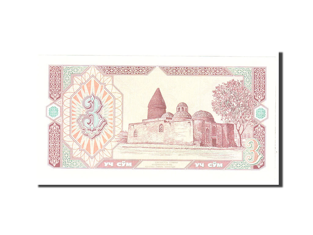 Banknote, Uzbekistan, 3 Sum, 1994, Undated, KM:74, UNC(65-70)
