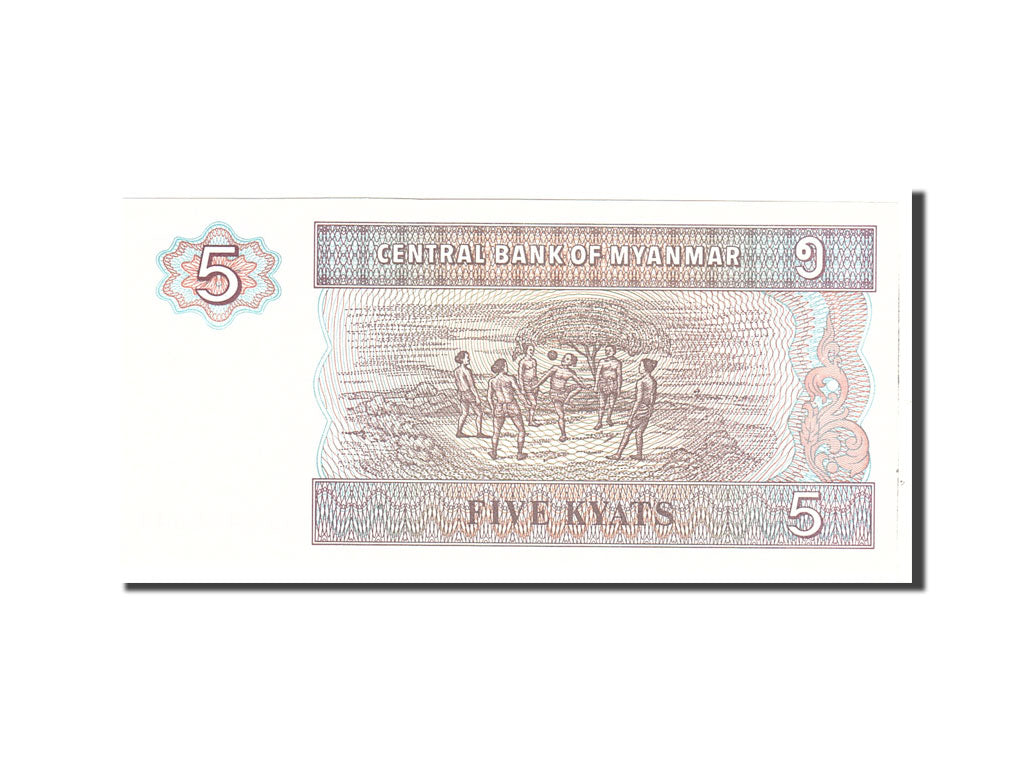Banknote, Myanmar, 5 Kyats, 1997, Undated, KM:70b, UNC(65-70)